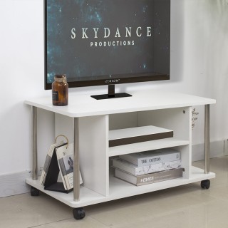 BAKAJI Λευκό Έπιπλο Τηλεόρασης με Ρόδες από MDF 02814568