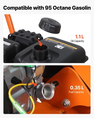 VEVOR Συμπιεστής Πλάκας 2 HP 79CC, 5250 VPM, 8 kN, 41 x 31.5 cm, Χω...