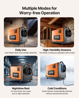 VEVOR Επαγγελματικός Αφυγραντήρας 50 Λίτρων με Σωλήνα Αποστράγγισης...