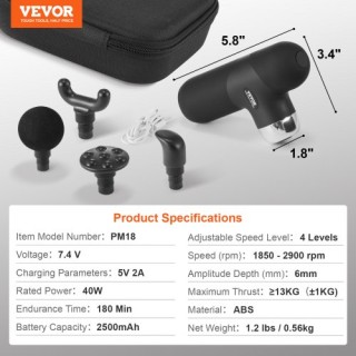 Μίνι Μασάζ VEVOR 4 Ταχύτητες 4 Κεφαλές JMQ3000RPMMN4DPXMV9 Μίνι Μασάζ VEVOR 4 Ταχύτητες 4 Κεφαλές JMQ3000RPMMN4DPXMV9