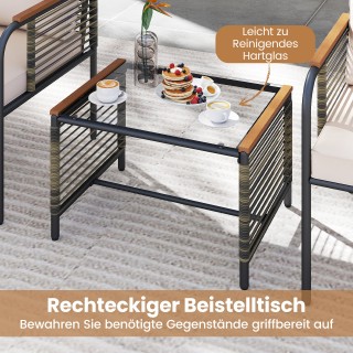 Costway Σετ Κήπου από Ρατάν με 2 Καρέκλες & Μαξιλάρια, Σκαμπό & Τρα...