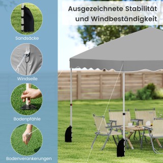 Costway Αδιάβροχη Πτυσσόμενη Τέντα 3x3m με Τσάντα Μεταφοράς, Γκρι N...