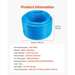 VEVOR Σύστημα Αεροσυμπιεστή 3/4 x 200FT HDPE-Αλουμινίου Μπλε YSKQ... VEVOR Σύστημα Αεροσυμπιεστή 3/4 x 200FT HDPE-Αλουμινίου Μπλε YSKQ...