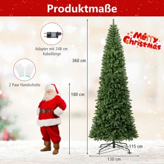 Costway 360 εκ. Φωτιζόμενο Τεχνητό Χριστουγεννιάτικο Δέντρο Ελάτου ...