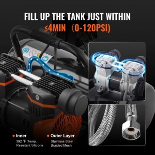 Φορητός Αεροσυμπιεστής VEVOR 2L 8bar χωρίς Λάδι WYWSKYJ8L750PU481V2 Φορητός Αεροσυμπιεστής VEVOR 2L 8bar χωρίς Λάδι WYWSKYJ8L750PU481V2