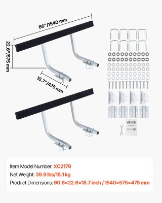 VEVOR Ρυθμιζόμενοι Οδηγοί Τρέιλερ Σκαφών 425/475 mm, 2 τεμ, Μεταλλι...