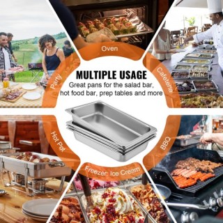 Σετ 6 Βαθιών Δοχείων Ατμού VEVOR από Ανοξείδωτο Ατσάλι  CP20X12X4YC...