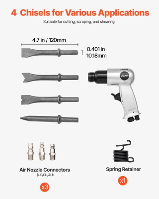 VEVOR Κιτ Πνευματικής Σφύρας Air Hammer 4500 BPM με 4 Καλέμια QDCCC...