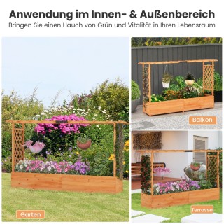 Costway Ξύλινη υπερυψωμένη ζαρντινιέρα με πέργκολα, κρεμαστή στέγη... Costway Ξύλινη υπερυψωμένη ζαρντινιέρα με πέργκολα, κρεμαστή στέγη...