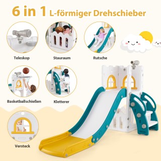 Costway  Πολυλειτουργική Παιδική Τσουλήθρα 6-σε-1: Πράσινη Περιπέτε...