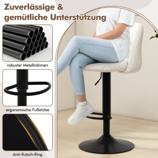 Costway Περιστρεφόμενα Σκαμπό Μπαρ με Ρυθμιζόμενο Ύψος και Πλάτη απ...