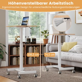 Κινητό Ρυθμιζόμενο Γραφείο με Ρόδες και Αέριο Φυσικό 65 x 48 x 74,5...