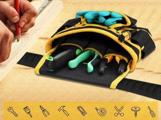 Verk Group Πολυλειτουργική Ζώνη Εργαλείων με 22 Τσέπες και Θήκη Σφυ...