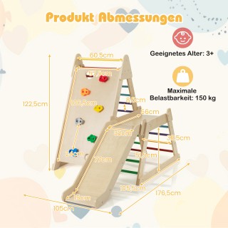 Costway 3 σε 1 Σκάλες & Τοιχοαναρρίχηση & Τσουλήθρα: Πολύχρωμο Κλει...