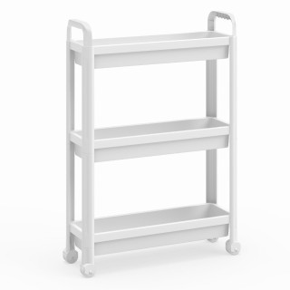 Costway Λευκό στενό τροχήλατο ραφάκι 3 επιπέδων με λαβές για κουζίν...