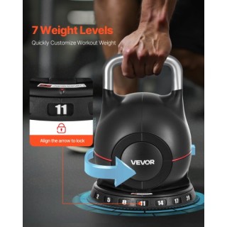 VEVOR Ρυθμιζόμενο Kettlebell με 7 Επίπεδα Βάρους (2-20 kg) HLKDHS20...