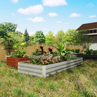 Outsunny Μεταλλικό Υπερυψωμένο Κρεβάτι Κήπου 241x90,5x30 εκ. 845-51...