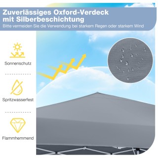 Costway Πτυσσόμενο Pop-Up Pavilion 290 x 290 cm με Ρυθμιζόμενο Ύψος...