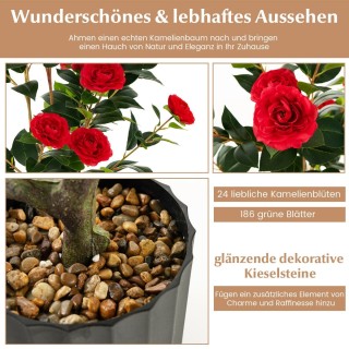 Costway  Τεχνητό Δέντρο Καμέλιας 95 εκ. με Ζωντανά Άνθη και Φύλλα σ...