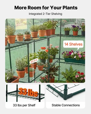 VEVOR Φορητό Θερμοκήπιο Κήπου Walk-In 137 x 206 x 196 εκ., PE Κάλυμ...