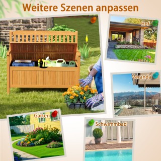 Costway Ξύλινος Πάγκος Κήπου με Αποθηκευτικό Χώρο και Άνετη Πλάτη γ...