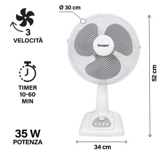 Kooper Επιτραπέζιος Ανεμιστήρας 3 Ταχυτήτων με Περιστροφή 35 W Arti...
