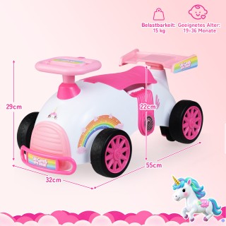 Costway Παιδικό Όχημα Ολίσθησης με Θέμα Μονόκερου και Μουσική & Απο...