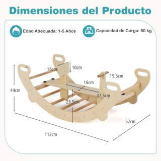 Costway Πολυλειτουργική Ξύλινη Μοντεσσόρι Κούνια και Κλίμακα 4 σε 1...