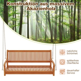 Costway Ξύλινη Κρεμαστή Κούνια Βεράντας από Ακακία για 2 Άτομα με Ά... Costway Ξύλινη Κρεμαστή Κούνια Βεράντας από Ακακία για 2 Άτομα με Ά...