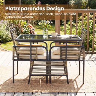 Costway Σετ κήπου 3 τεμαχίων από λευκό ρατάν, με ορθογώνιο τραπέζι ...