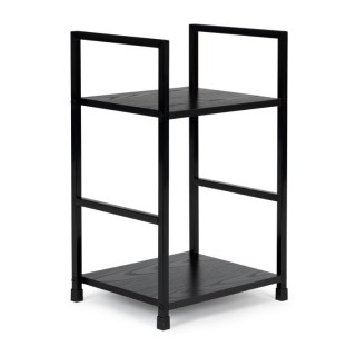 Ξύλινο Κομοδίνο με 2 Ράφια στυλ Loft Μαύρο CWJ302448-Black MODERNHOME