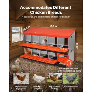 VEVOR Διώροφο Μεταλλικό Κουτί Φωλιάς με 10 Θέσεις και Προστατευτικό...