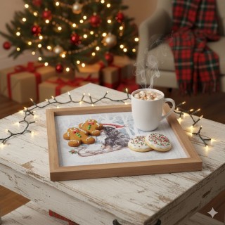 Villa DEste  Χριστουγεννιάτικος πίνακας 30x30 cm κορνίζα από ξύλο X...