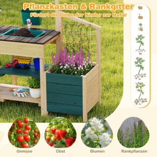 Costway Εξωτερική  Παιδική Κουζίνα με Γλάστρα  με Λειτουργία Νερού ...