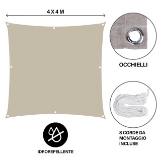 Galileo Τετράγωνη αδιάβροχη σκίαση Vela 4x4 m σε απόχρωση σκούρου κ...