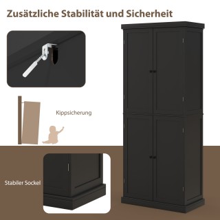 Costway  Μαύρος Ψηλός Ντουλάπι με 4 Πόρτες & 6 Θέσεις, Ιδανικό για ...