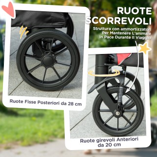 PawHut Πτυσσόμενο καροτσάκι για μεγάλου μεγέθους σκύλους με παράθυρ...