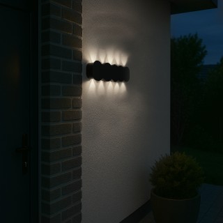 BAKAJI Απλίκα Τοίχου 10 LED Μαύρη με Ψυχρό Λευκό Φως 26x8x3cm 02842450