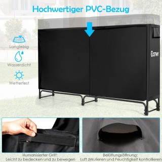 Costway  Ράφι ξύλου μήκους 240 εκ για αποθήκευση καυσόξυλων, μαύρη ...