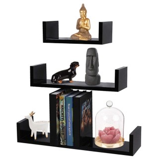 BAKAJI Σετ 3 Μοντέρνα Ράφια Τοίχου Σχεδιασμού με Άκρα Ράφι Ξύλο Μα... BAKAJI Σετ 3 Μοντέρνα Ράφια Τοίχου Σχεδιασμού με Άκρα Ράφι Ξύλο Μα...