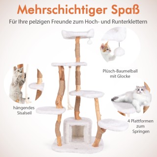 Costway 168 εκ. Ξύλινος Γατόδεντρο με Πλατφόρμες, Κρυψώνα & Στήλες ...