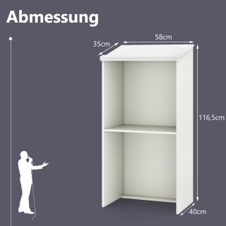 Costway Λευκό Ρυθμιζόμενο Αναλόγιο Ομιλητή 116,5 cm x 40 cm x 58 cm...