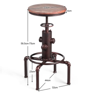 Costway  Ρυθμιζόμενο σκαμπό μπαρ 44 x 44 x 59,5 - 75 εκ Φυσικό + Μπ...