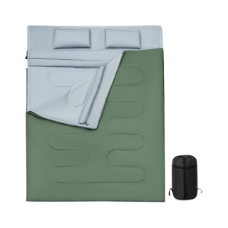 Costway Διπλός Υπνόσακος 2 σε 1 με 2 Μαξιλάρια 220 x 150 cm OP3650GN
