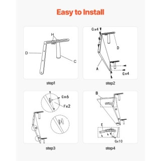 VEVOR Πτυσσόμενο Τραπέζι Μπαλκονιού 12 x 32 ιντσών FXGZMZ12INCH6ROCDV0