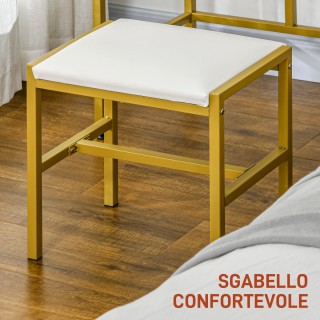 HOMCOM  Τουαλέτα Μακιγιάζ με Καθρέφτη LED Φωτιζόμενο και Σκαμπό, Συ...