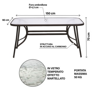 Galileo Εξωτερικό τραπέζι 150x90 εκ από ανθρακούχο χάλυβα με επιφάν... Galileo Εξωτερικό τραπέζι 150x90 εκ από ανθρακούχο χάλυβα με επιφάν...