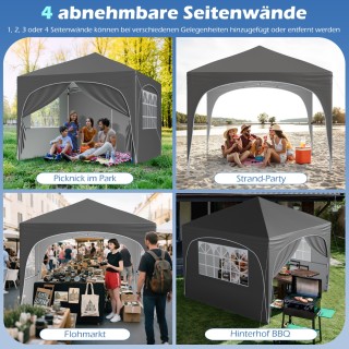 Costway  Κιόσκι 3x3M με 4 Αποσπώμενες Πλευρές , Τσάντα, 8 Πασαλάκια...