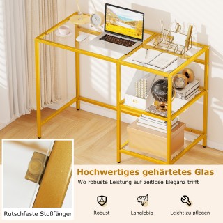 Costway Γραφείο Υπολογιστή με Επιφάνεια από Σκληρυμένο Γυαλί Χρυσό,... Costway Γραφείο Υπολογιστή με Επιφάνεια από Σκληρυμένο Γυαλί Χρυσό,...