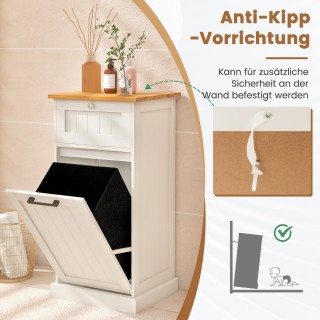 Costway Μοναδικό ντουλάπι μπάνιου με συρτάρι και καλάθι ρούχων από ...